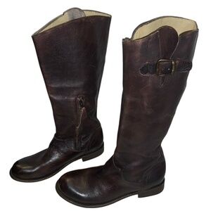 Gee'WaWa Anthropologie Distressed Brown Leather Tall Riding Boots Size 10